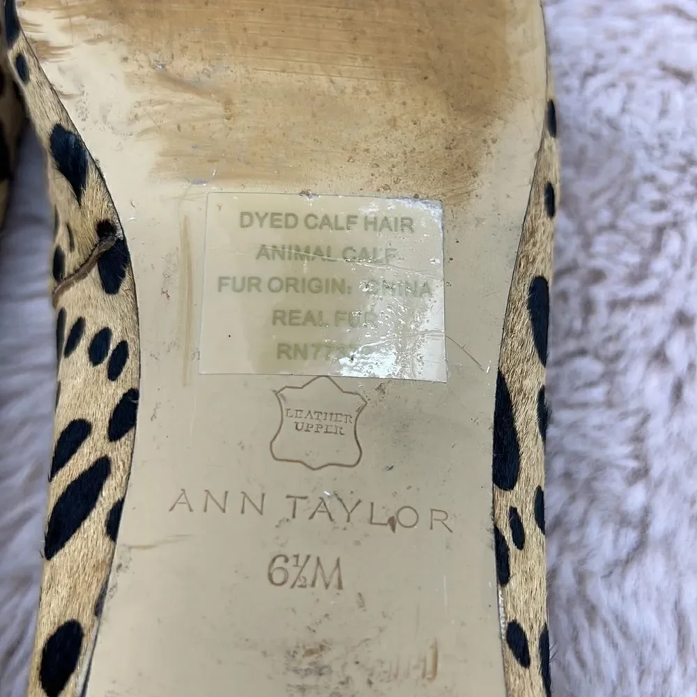 Ann Taylor leather calf hair 6.5M rounded toe flats